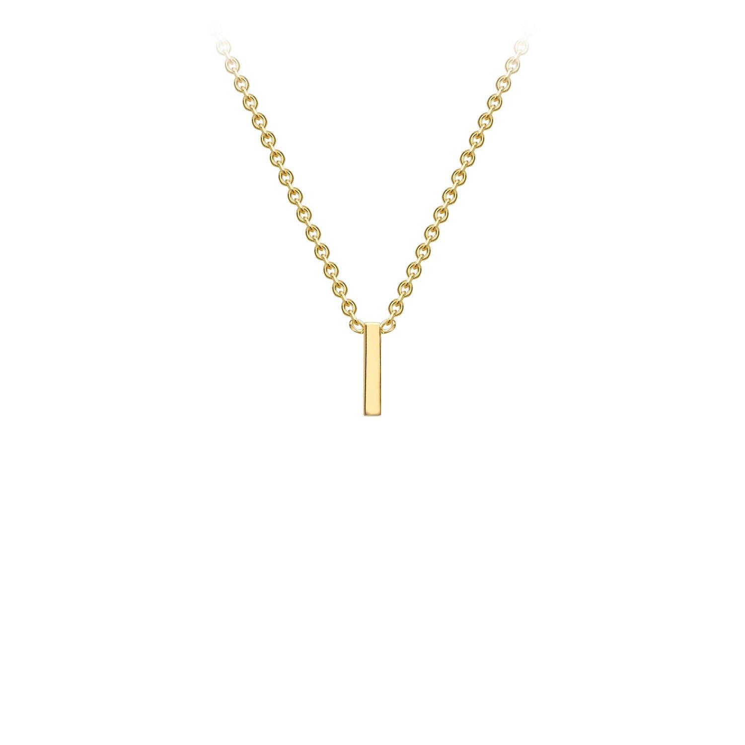 9K Gold Initial Adjustable Letter Necklace 38-43cm — I, 9kt YG